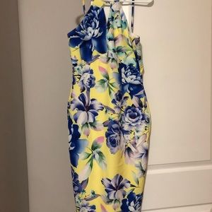 Yellow floral midi dress